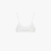 Biustonosz typu bralette z cienkimi ramiączkami i falbanką, wykonany z haftowanej koronki Biustonosz typu bralette z cienkimi ramiączkami i falbanką, wykonany z haftowanej koronki