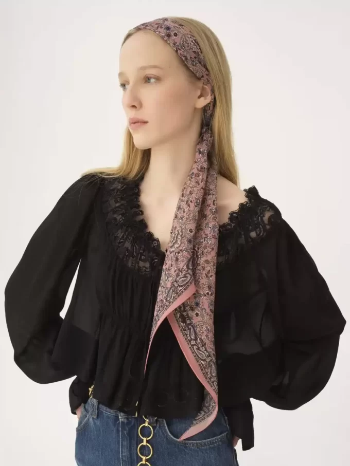 Chloé Paisley szalik typu bandeau z jedwabiu Charmeuse Chloé Paisley szalik typu bandeau z jedwabiu Charmeuse