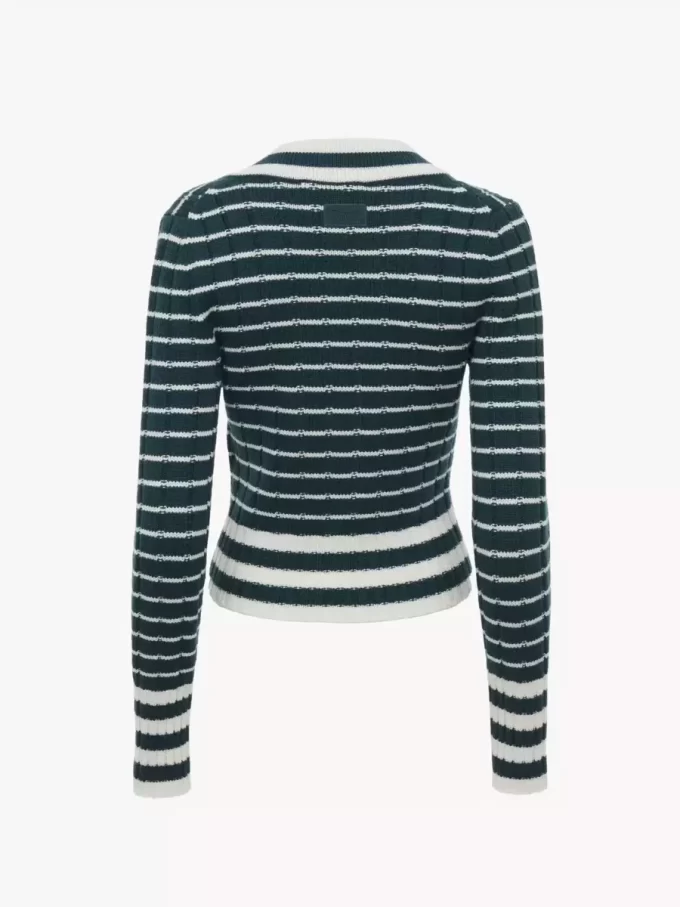 Dopasowany sweter z dekoltem w serek, wykonany z wełny merynosów Dopasowany sweter z dekoltem w serek, wykonany z wełny merynosów