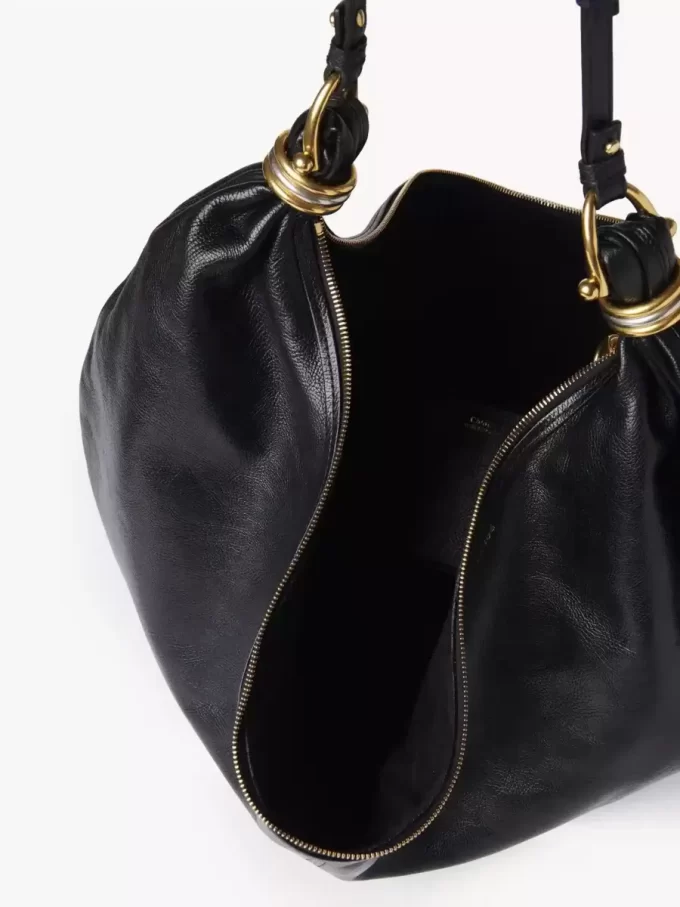Duża torba typu hobo z bransoletą ze skóry licowej Duża torba typu hobo z bransoletą ze skóry licowej