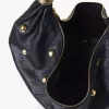 Duża torba typu hobo z bransoletą ze skóry licowej z ćwiekami Duża torba typu hobo z bransoletą ze skóry licowej z ćwiekami