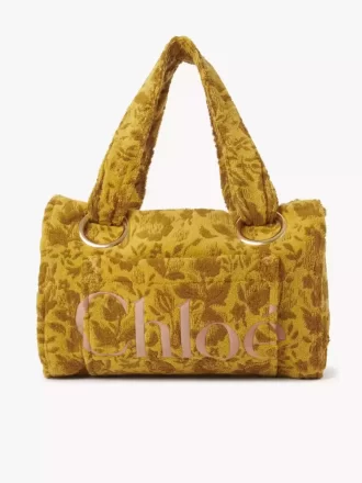 Duża torba typu tote Chloé Plage z żakardowego materiału frotte