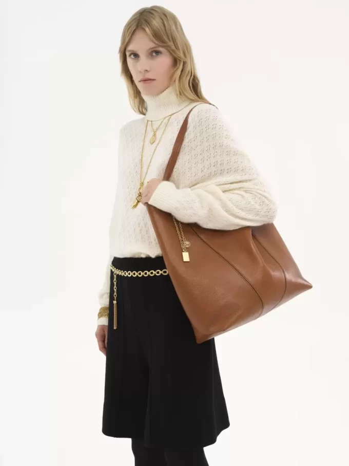Duża torba typu tote Chloé Spin ze skóry licowej Duża torba typu tote Chloé Spin ze skóry licowej