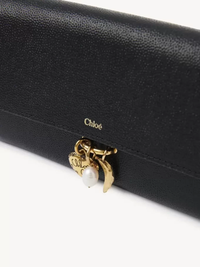 Długi portfel Chloé Charms z klapką ze skóry licowej Długi portfel Chloé Charms z klapką ze skóry licowej