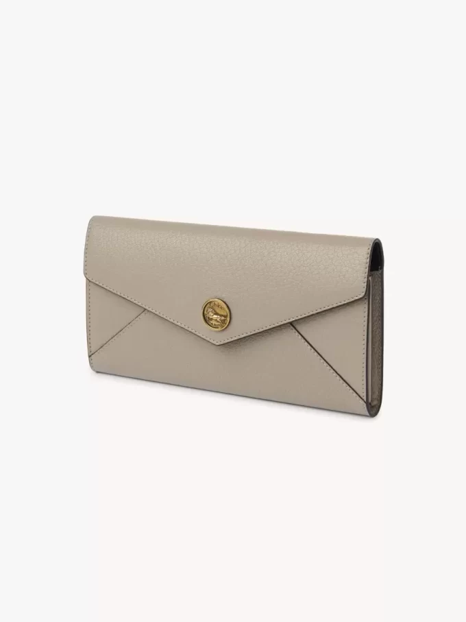 Długi portfel kopertowy z klapką ze skóry licowej Długi portfel kopertowy z klapką ze skóry licowej