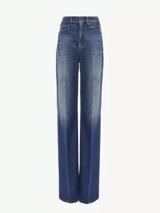 Jeansy dzwony z wysokim stanem z denimu