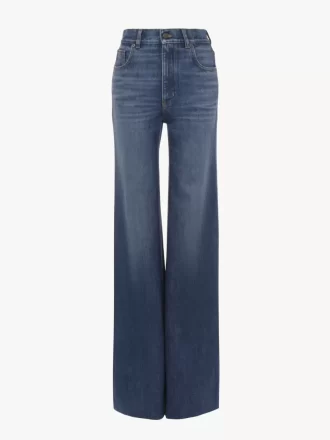 Jeansy dzwony z wysokim stanem z denimu