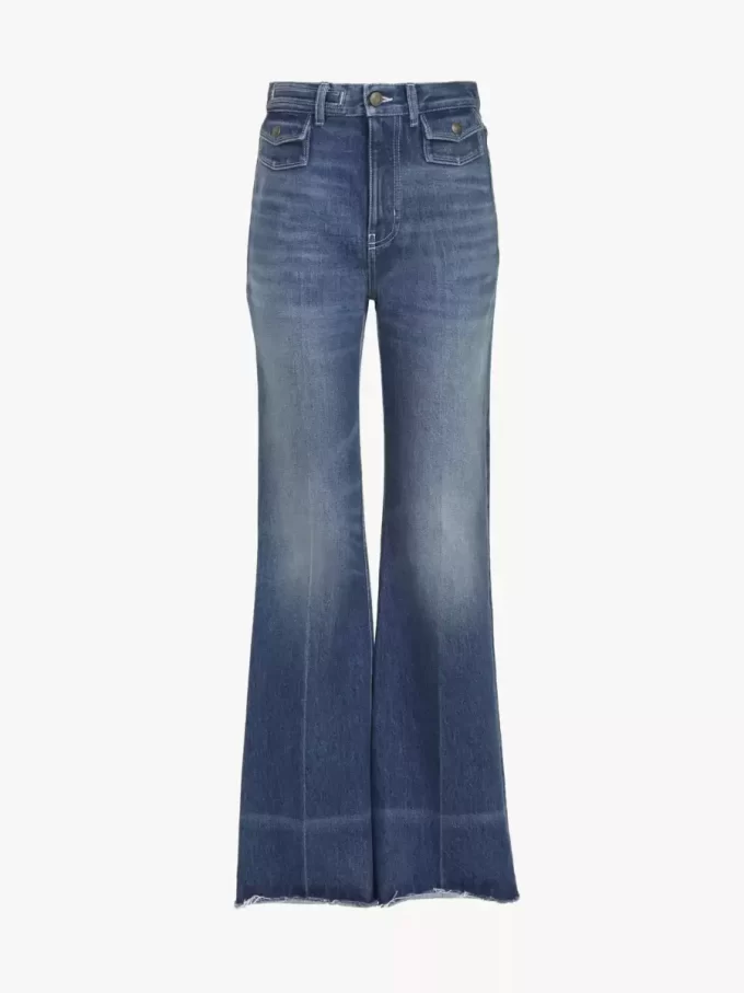 Jeansy dzwony z wysokim stanem z denimu Jeansy dzwony z wysokim stanem z denimu