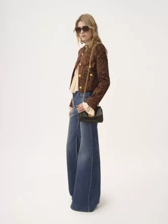 Jeansy dzwony z wysokim stanem z denimu