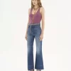 Jeansy dzwony z wysokim stanem z denimu Jeansy dzwony z wysokim stanem z denimu
