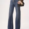 Jeansy dzwony z wysokim stanem z denimu Jeansy dzwony z wysokim stanem z denimu