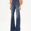 Jeansy dzwony z wysokim stanem z denimu Jeansy dzwony z wysokim stanem z denimu