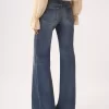 Jeansy dzwony z wysokim stanem z denimu Jeansy dzwony z wysokim stanem z denimu