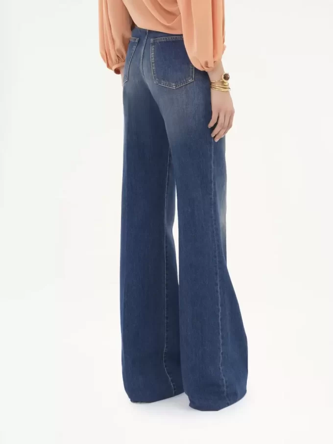 Jeansy dzwony z wysokim stanem z denimu Jeansy dzwony z wysokim stanem z denimu