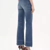 Jeansy dzwony z wysokim stanem z denimu Jeansy dzwony z wysokim stanem z denimu