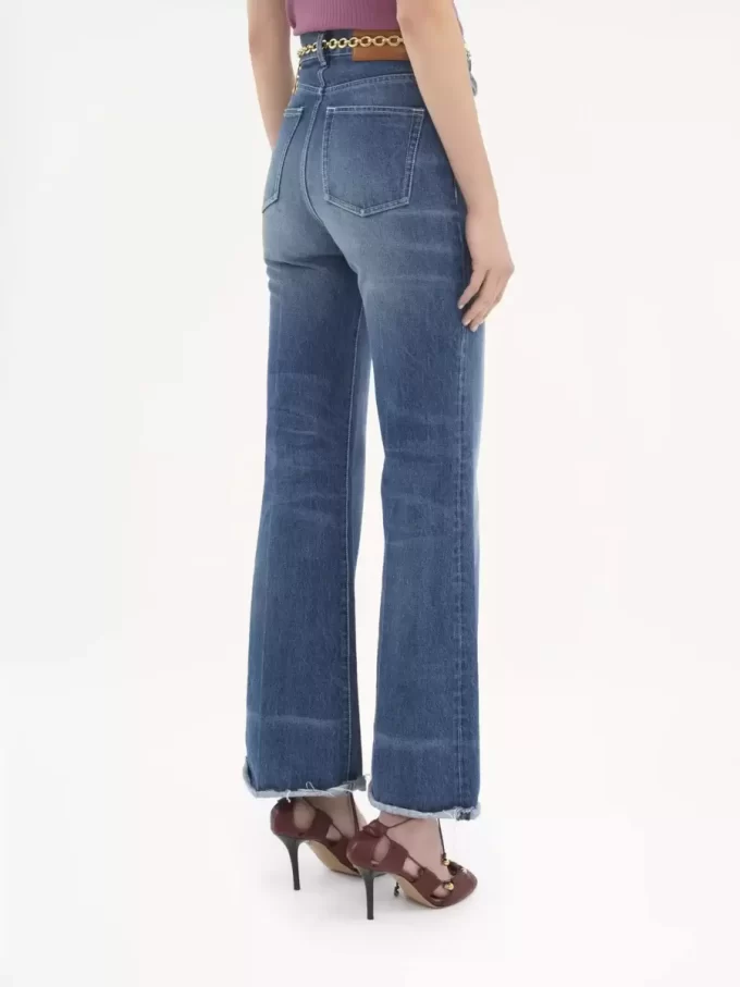 Jeansy dzwony z wysokim stanem z denimu Jeansy dzwony z wysokim stanem z denimu