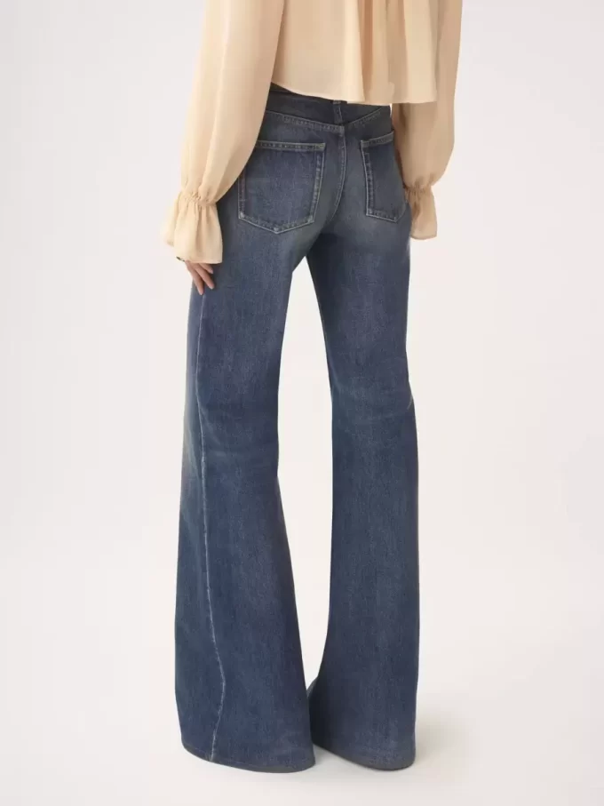 Jeansy dzwony z wysokim stanem z denimu Jeansy dzwony z wysokim stanem z denimu