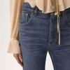 Jeansy dzwony z wysokim stanem z denimu Jeansy dzwony z wysokim stanem z denimu