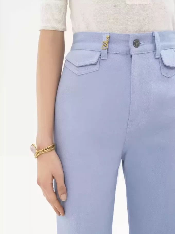 Jeansy dzwony z wysokim stanem z denimu Jeansy dzwony z wysokim stanem z denimu