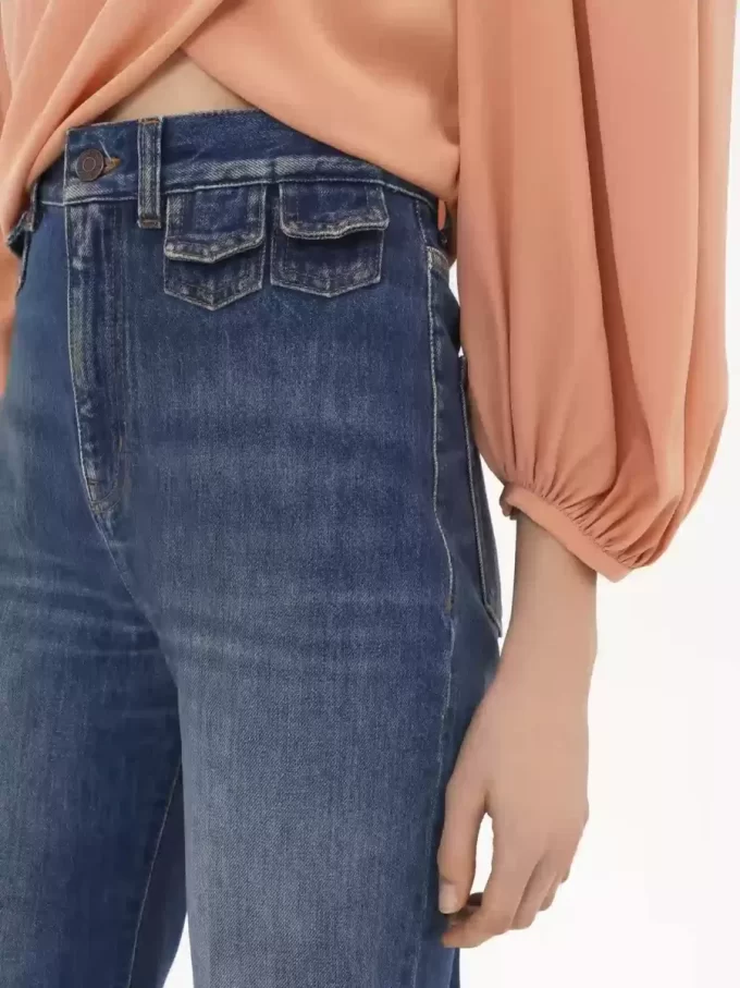 Jeansy dzwony z wysokim stanem z denimu Jeansy dzwony z wysokim stanem z denimu
