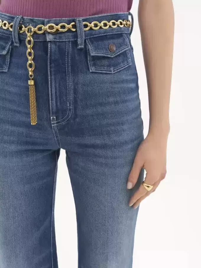 Jeansy dzwony z wysokim stanem z denimu Jeansy dzwony z wysokim stanem z denimu