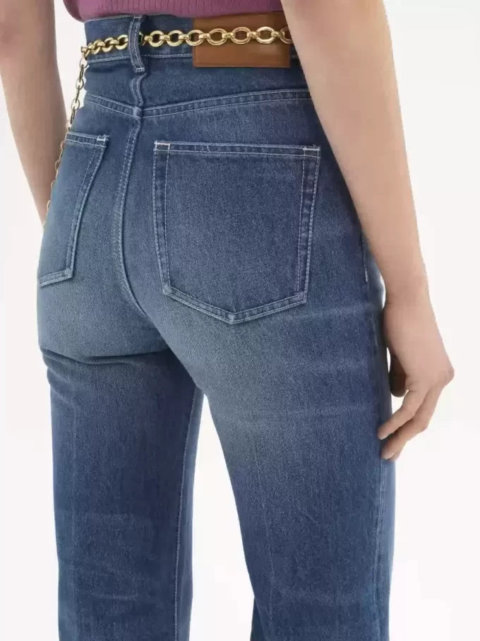 Jeansy dzwony z wysokim stanem z denimu Jeansy dzwony z wysokim stanem z denimu