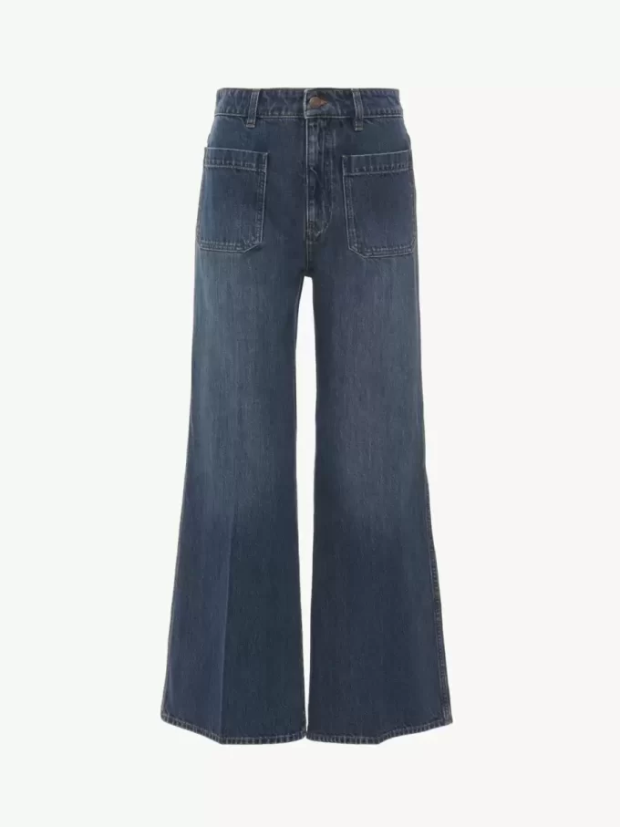 Jeansy typu bootcut z krótkim rękawem i denimu Jeansy typu bootcut z krótkim rękawem i denimu