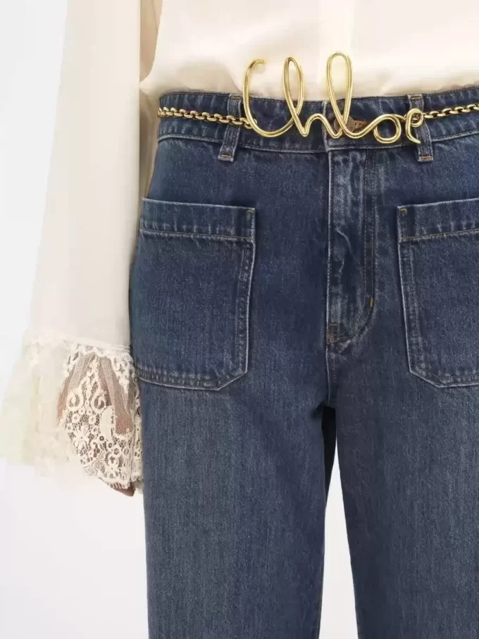 Jeansy typu bootcut z krótkim rękawem i denimu Jeansy typu bootcut z krótkim rękawem i denimu