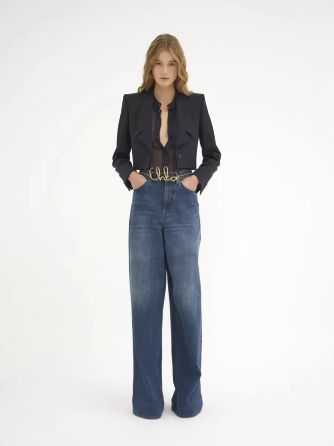 Jeansy z szerokimi nogawkami z denimu Jeansy z szerokimi nogawkami z denimu