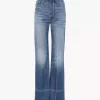 Jeansy z wysokim stanem i rozszerzanymi nogawkami typu bootcut z denimu