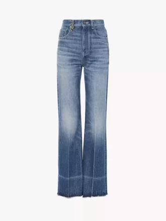 Jeansy z wysokim stanem i rozszerzanymi nogawkami typu bootcut z denimu