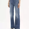 Jeansy z wysokim stanem i rozszerzanymi nogawkami typu bootcut z denimu