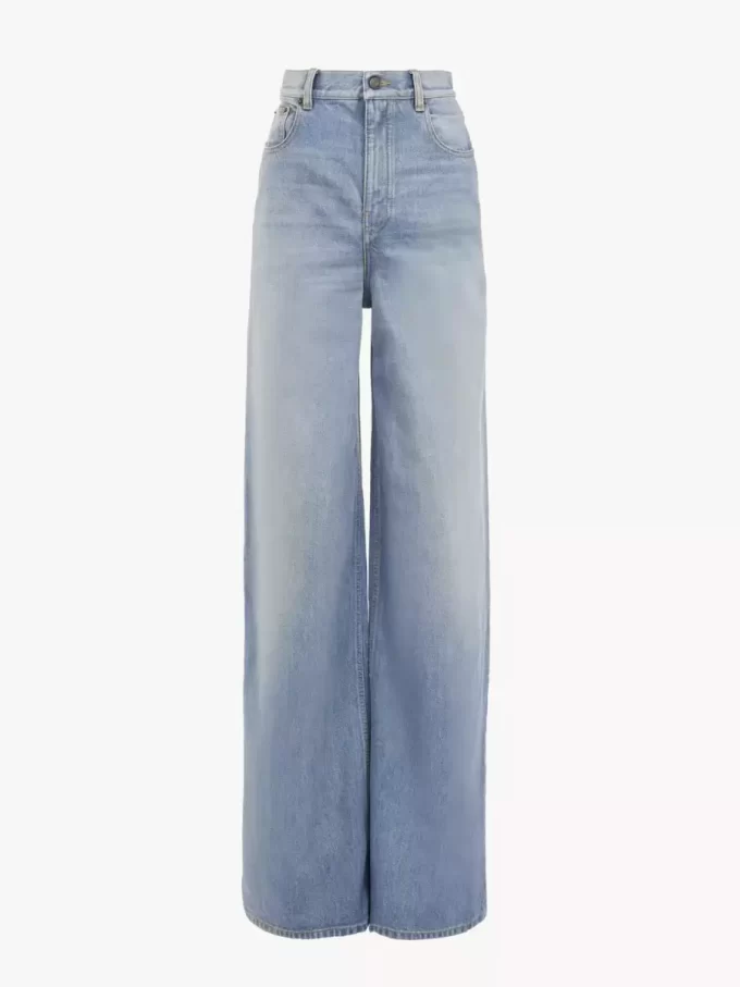 Jeansy z wysokim stanem i szerokimi nogawkami z denimu