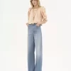 Jeansy z wysokim stanem i szerokimi nogawkami z denimu