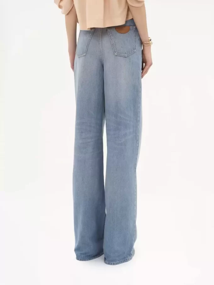 Jeansy z wysokim stanem i szerokimi nogawkami z denimu
