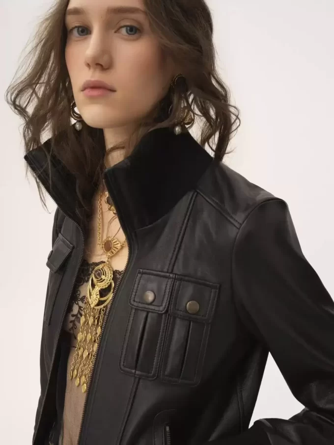 Krótki blouson ze skóry