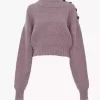 Krótki sweter z golfem z dzianiny z wełny merynosów Krótki sweter z golfem z dzianiny z wełny merynosów