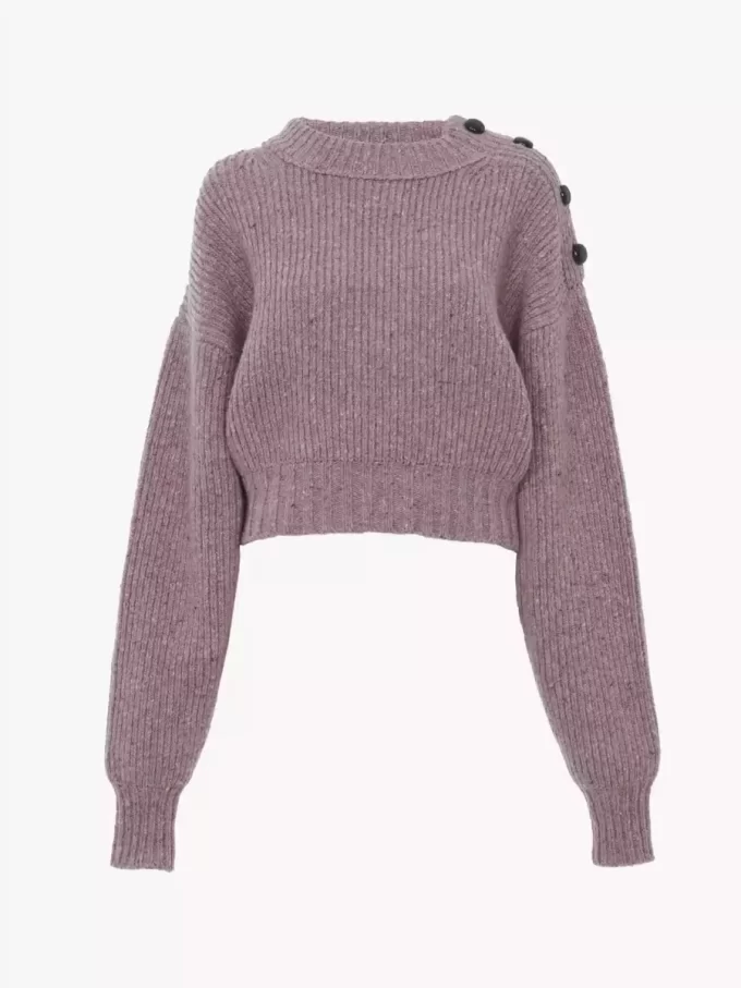 Krótki sweter z golfem z dzianiny z wełny merynosów Krótki sweter z golfem z dzianiny z wełny merynosów
