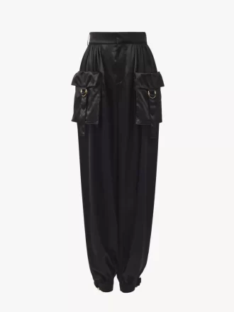 Luźne spodnie cargo z jedwabnego satyny Luźne spodnie cargo z jedwabnego satyny