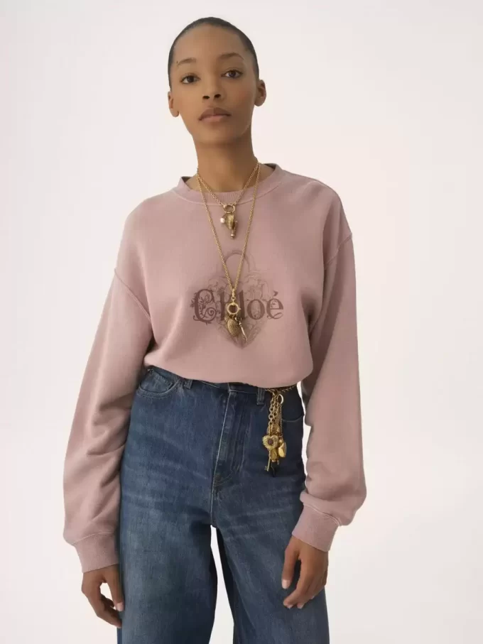 Luźny sweter z logo w kolorze chiné z polaru Luźny sweter z logo w kolorze chiné z polaru