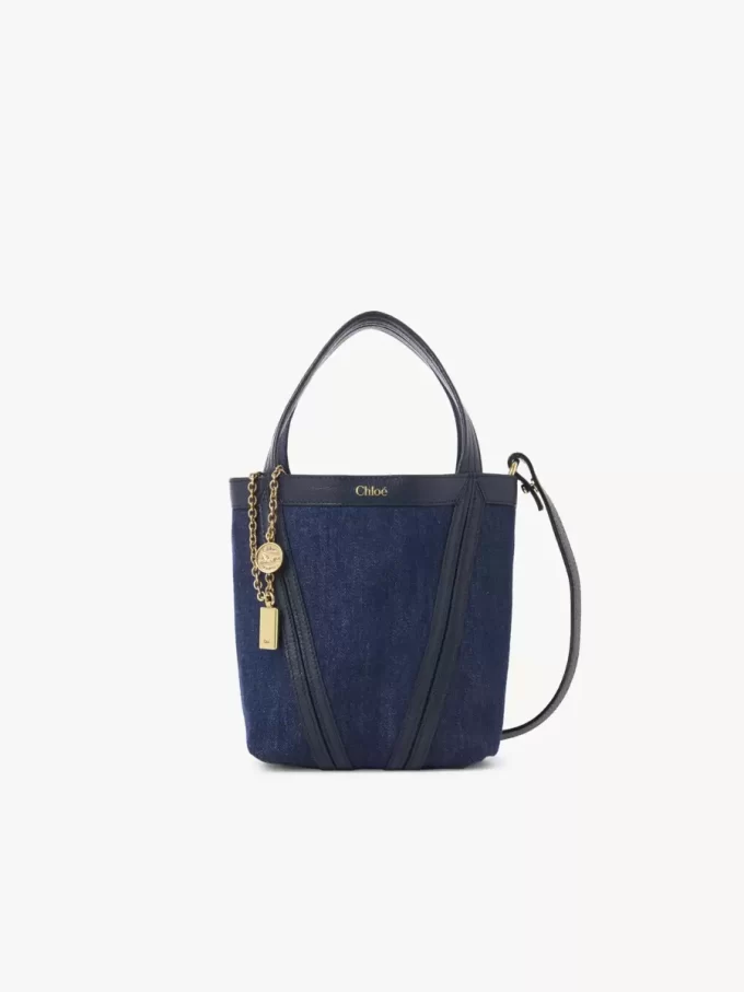 Mała torba typu tote Chloé Spin z denimu Mała torba typu tote Chloé Spin z denimu