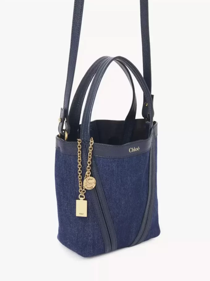 Mała torba typu tote Chloé Spin z denimu Mała torba typu tote Chloé Spin z denimu