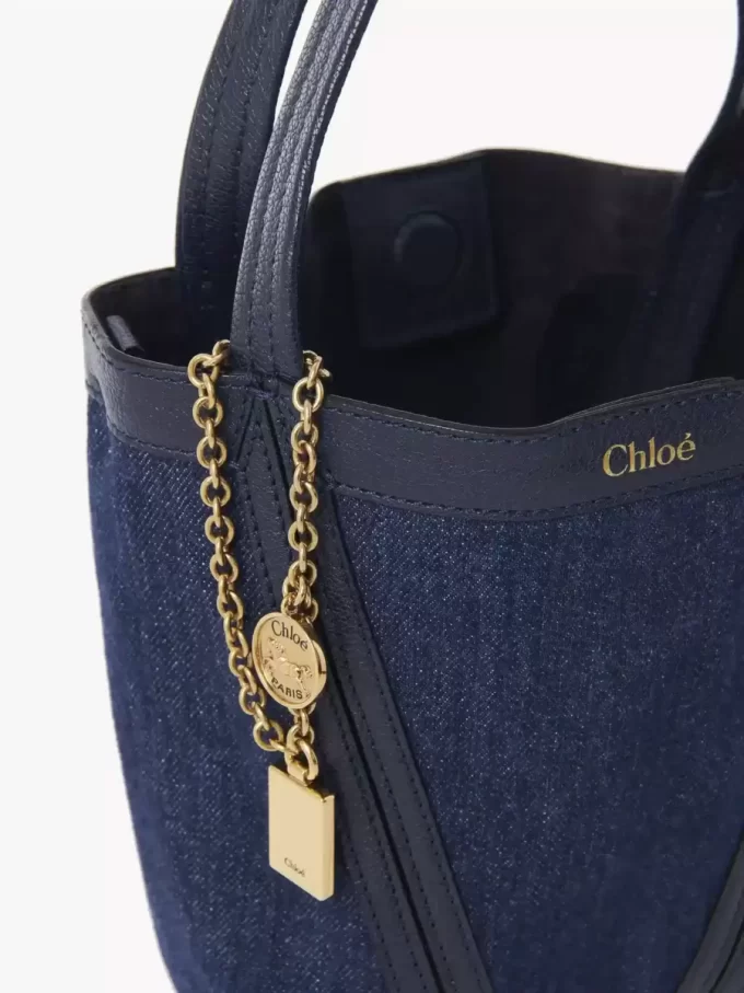 Mała torba typu tote Chloé Spin z denimu Mała torba typu tote Chloé Spin z denimu
