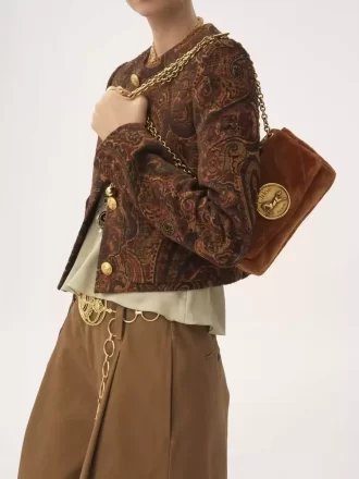 Mała torebka na ramię Chloé Heritage z aksamitu