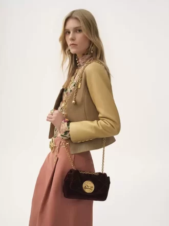 Mała torebka na ramię Chloé Heritage z aksamitu