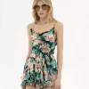 Marszczony top na ramiączkach z jedwabiu szarmeza Marszczony top na ramiączkach z jedwabiu szarmeza