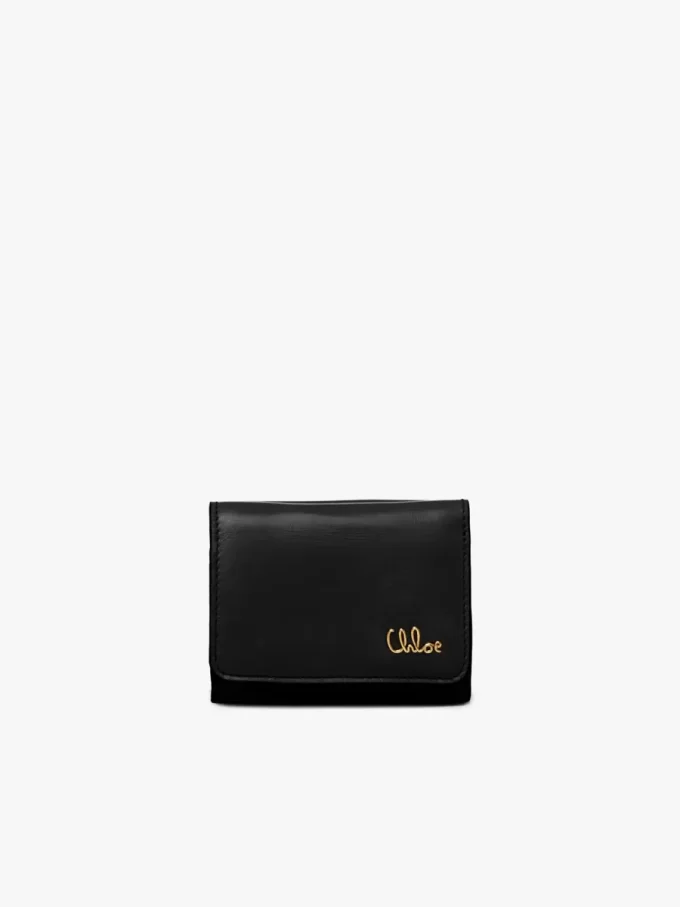 Mini Chloé Iconic tri-fold z błyszczącej skóry