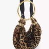 Mini torebka typu hobo z bransoletką z owczej skóry w panterkę Mini torebka typu hobo z bransoletką z owczej skóry w panterkę