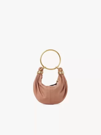 Mini torebka typu hobo z bransoletką ze skóry licowej