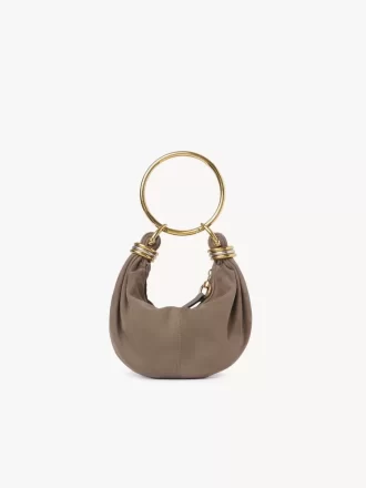 Mini torebka typu hobo z bransoletką ze skóry zamszowej